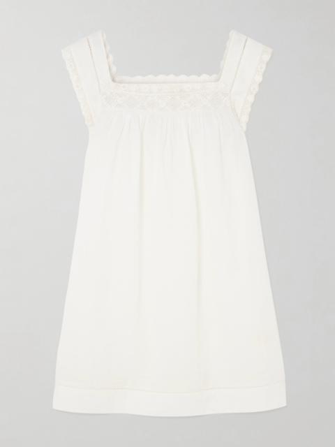 Almadia Crochet-trimmed Ramie Mini Dress