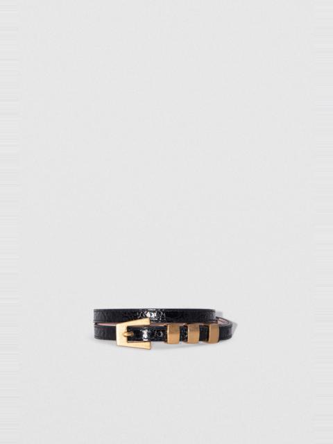 Vic Black Circular Croco Embossed Leather Belt