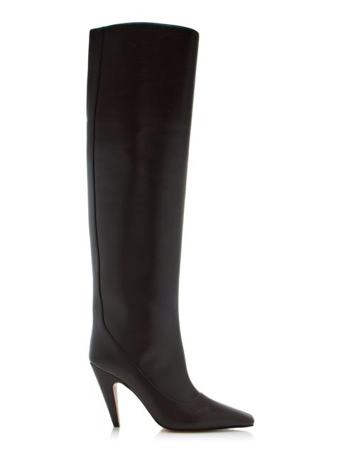 Spur Vegan-Leather Knee Boots brown