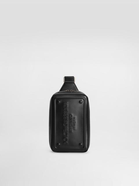 Calfskin belt bag with raised logo