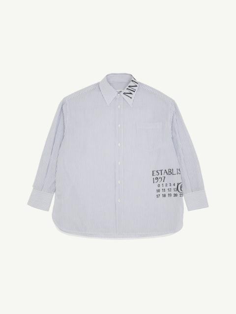 Asymmetric striped poplin shirt