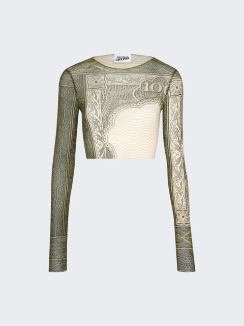 Re-edition: Long Sleeve Crop Top Cartouche Print