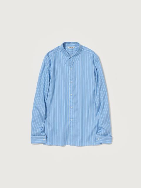 COTTON SILK STRIPE DOUBLE-CUFF SHIRT