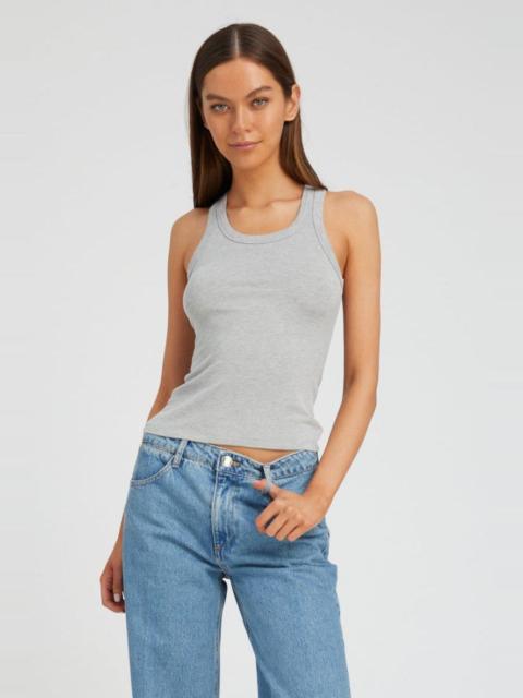 HEATHER GREY RIB FITTED SCOOPED TANK