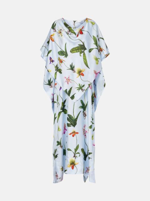 Floral silk twill kaftan