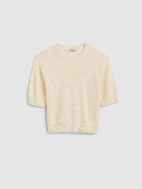 Textural-Stitch Crewneck Sweater in 100% Cotton