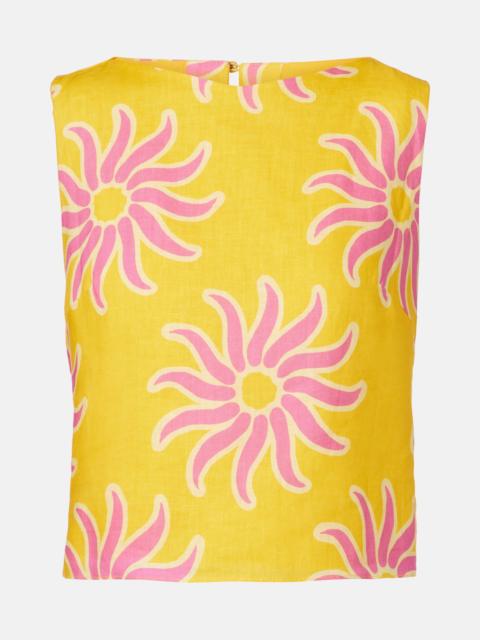 Avelino printed linen crop top