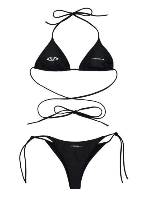 logo-print bikini set