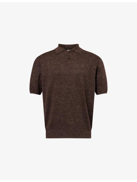 Borges Short-Sleeve Knitted Cashmere, Silk And Linen Polo Top