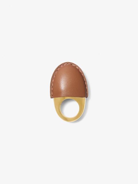 Leather-Wrapped 24k-Gold-Plated Brass Dome Ring