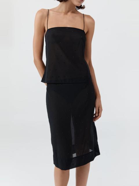 Silk Glass Beaded Cami - Black