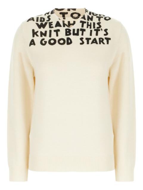 lettering-print wool sweater