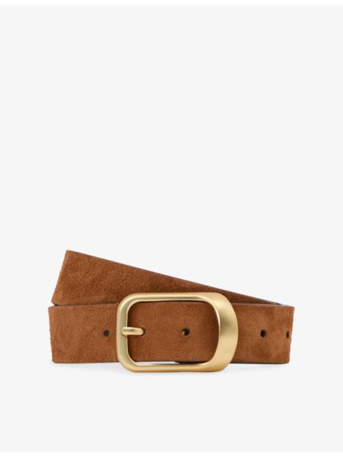 Evie Curved-Buckle Suede Belt