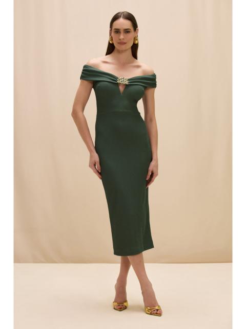 HILDA KNIT OFF SHOULDER MIDI DRESS