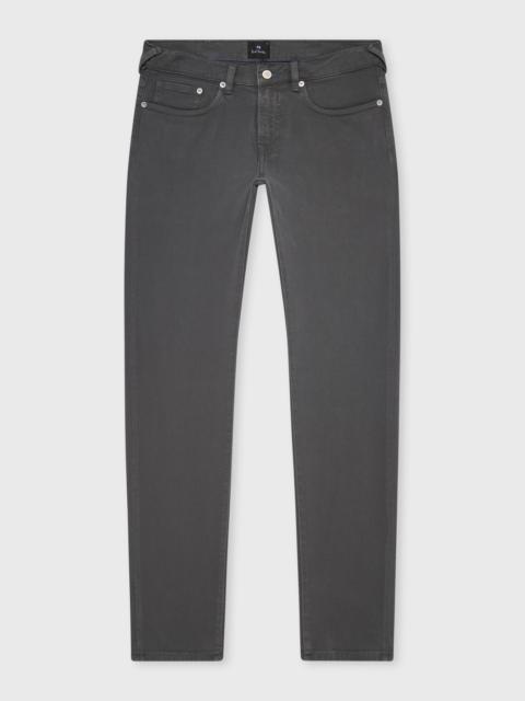 Tapered-Fit Grey Garment-Dyed Organic Cotton-Stretch Jeans