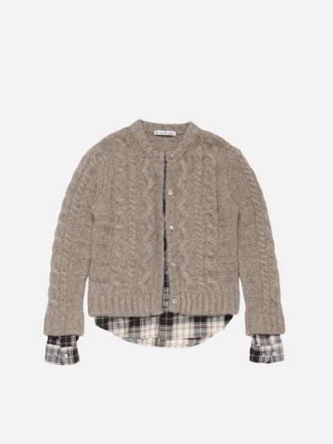 Fitted layered cardigan - Beige melange