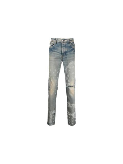 AMIRI Bandana Print Skinny Jeans Clay Indigo