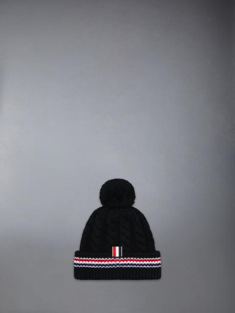 CASHMERE BABY CABLE STITCH POM POM HAT