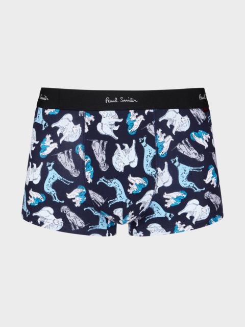 Navy 'Dogs' Print Boxer Briefs