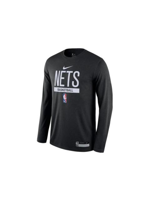 Nike NBA Brooklyn Nets Team Logo Long Sleeve Dri-Fit T-shirt Black/White