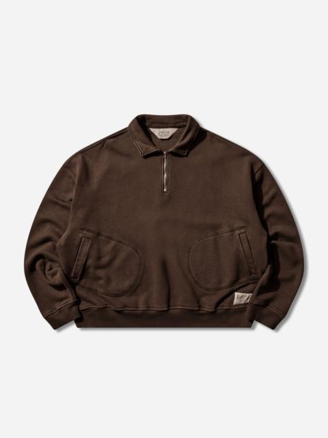 Half Zip Collared Sweatshirt Brown