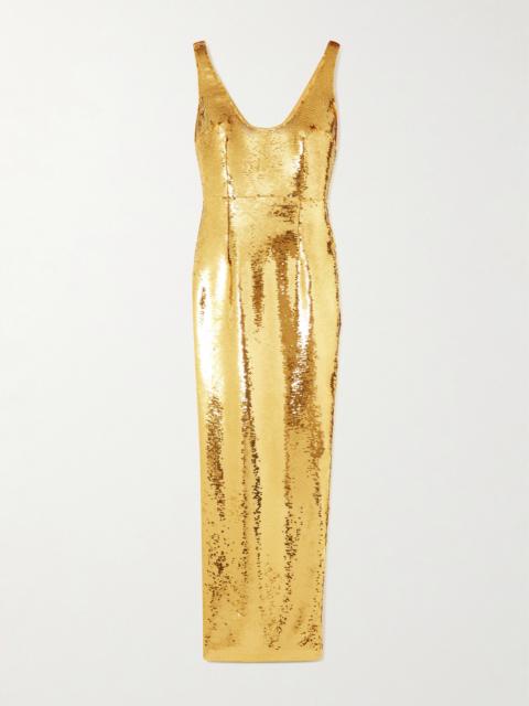 Manu Sequin-embellished Satin Gown