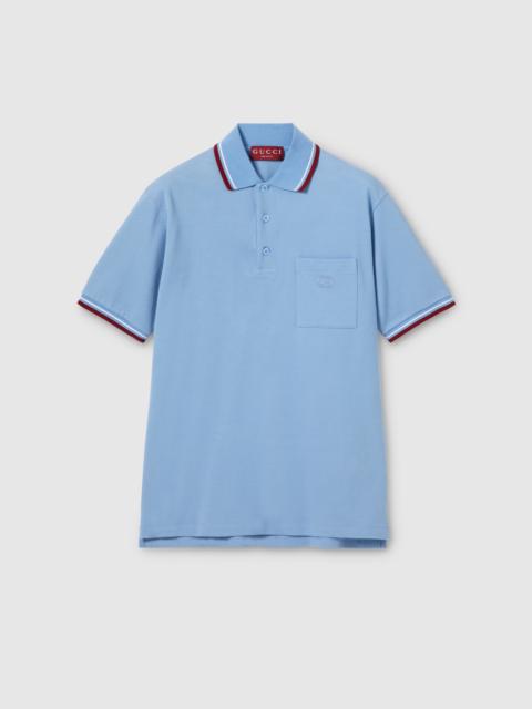 Cotton piquet polo shirt with embroidery