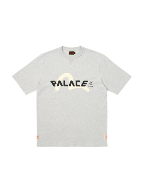 Palace x Evisu Logo T-Shirt Grey Marl