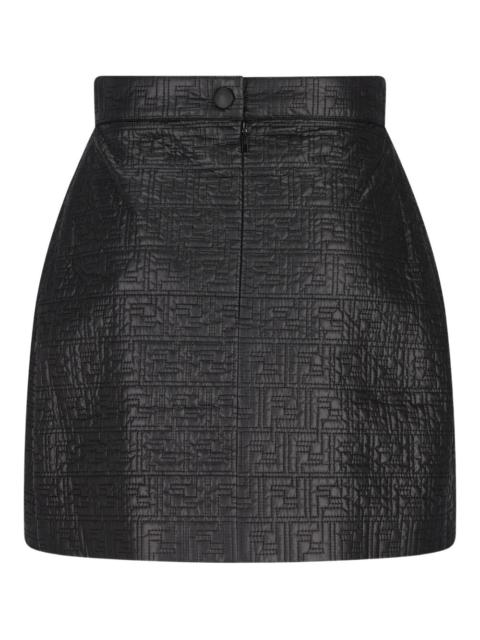 logo-pattern quilted short skirt