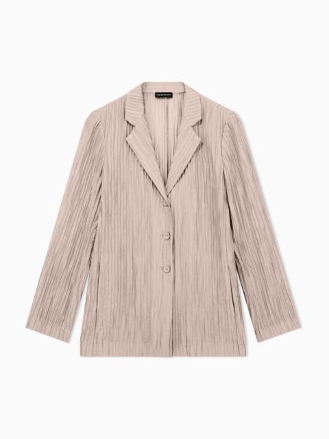 SINGLE-BREASTED JACKET IN SPARKLING PLEATED CREPON