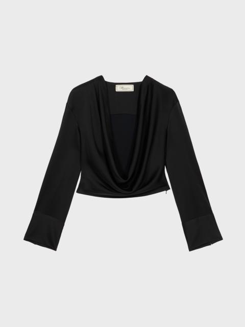 SATIN BLOUSE WITH DRAPED NECKLINE