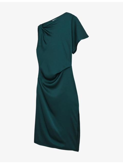Kenzie Draped Satin Midi Dress