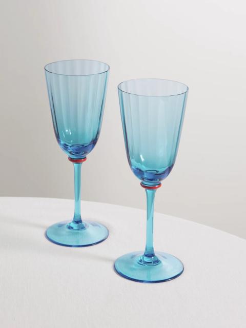 Set Of Two Murano Glass Wine Glasses