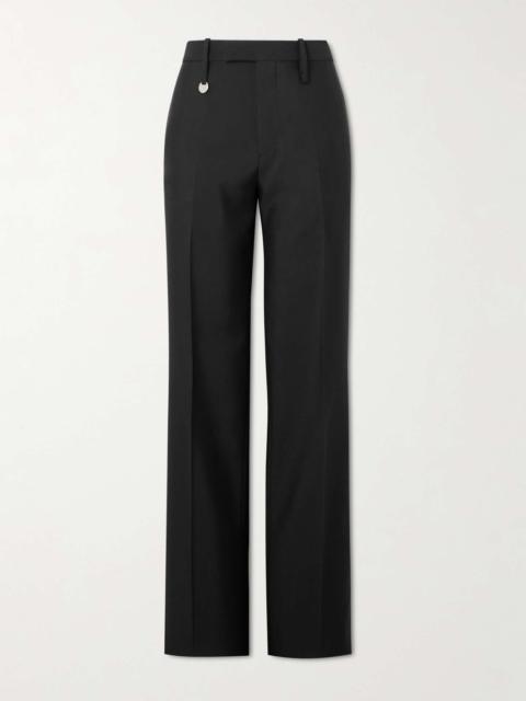 Straight-Leg Logo-Embellished Wool Trousers