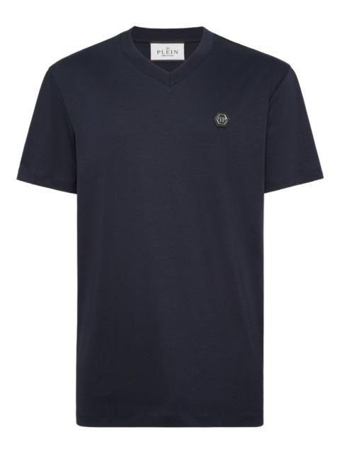 logo-appliqué V-neck T-shirt