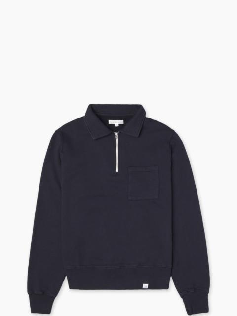 MERZ B. SCHWANEN ZIPC01 ZIP COLLAR SWEATSHIRT DARK NAVY