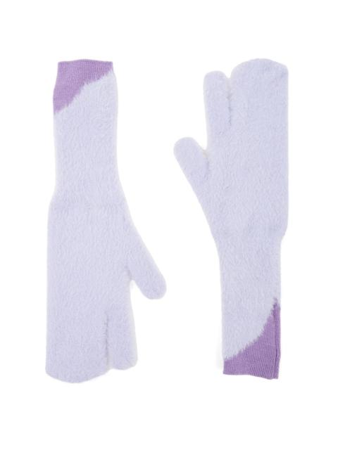 two-tone faux-fur gloves