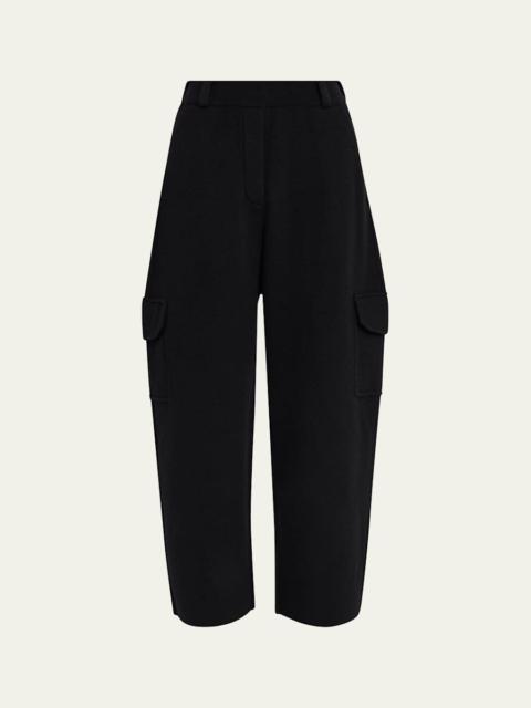 Azaria Cashmere Barrel-Leg Ankle Cargo Trousers