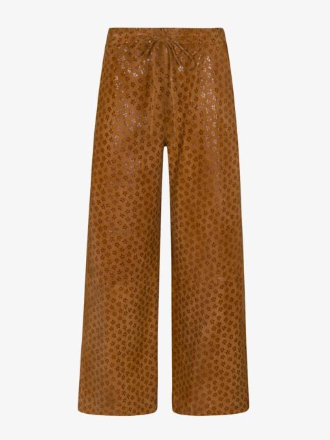SUEDE CROPPED BAGGY PANTS