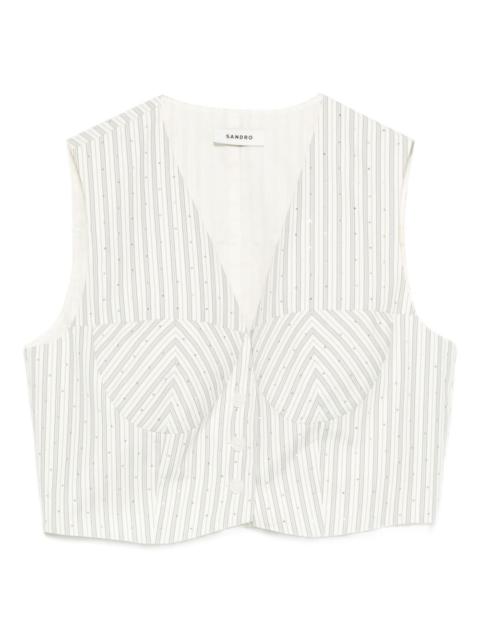 striped rhinestone-embellished crop top