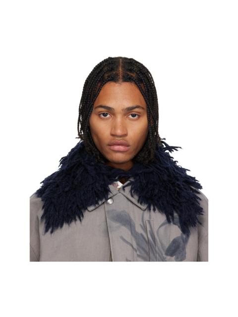 Navy Shag-Knit Collar