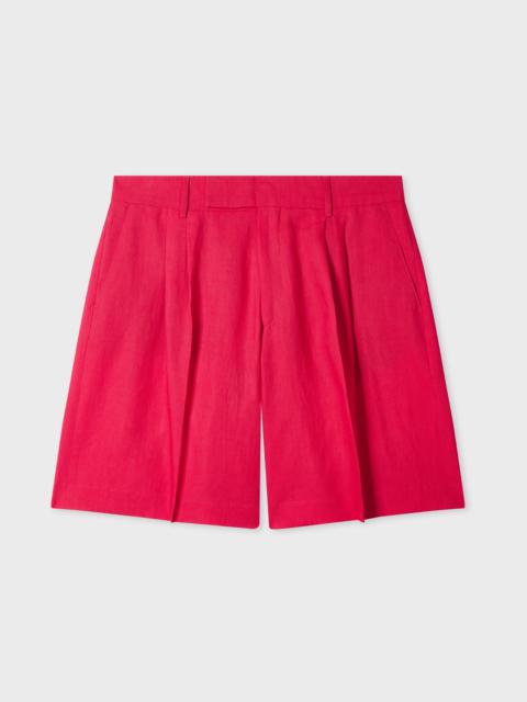 Fuchsia Linen Tailored Shorts