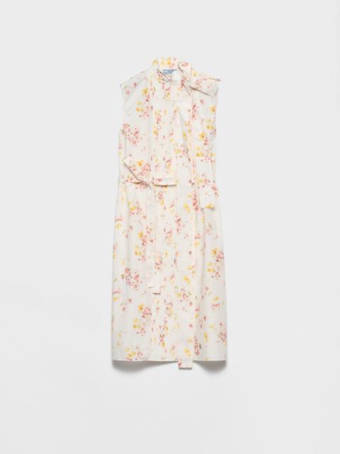 Pleated floral-print poplin dress