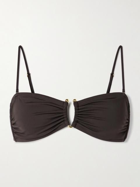 Embellished Ruched Bikini Top