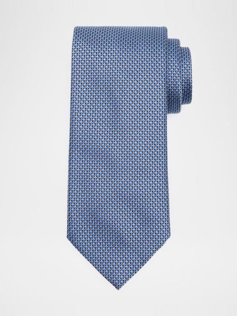 Men & apos;s Micro-Geometric Square Jacquard Silk Tie