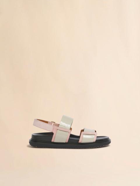 CREAM AND PINK LEATHER FUSSBETT DOUBLE-STRAP SANDAL