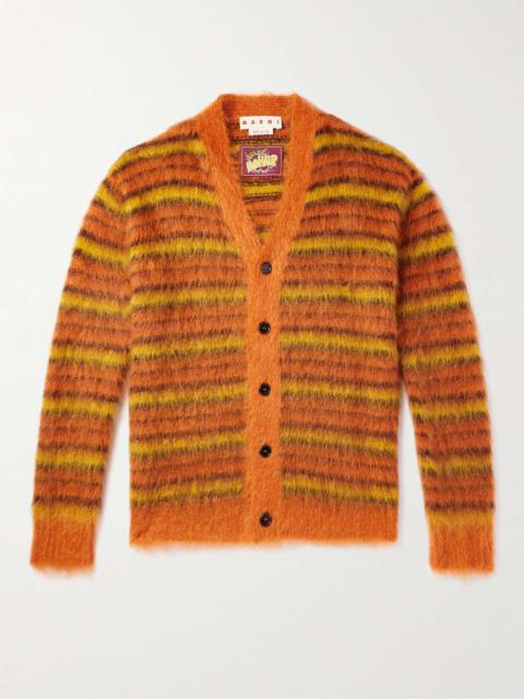 Striped Mohair-Blend Cardigan