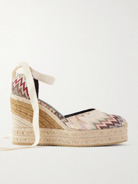Eva 80 Striped Woven Espadrille Wedge Sandals