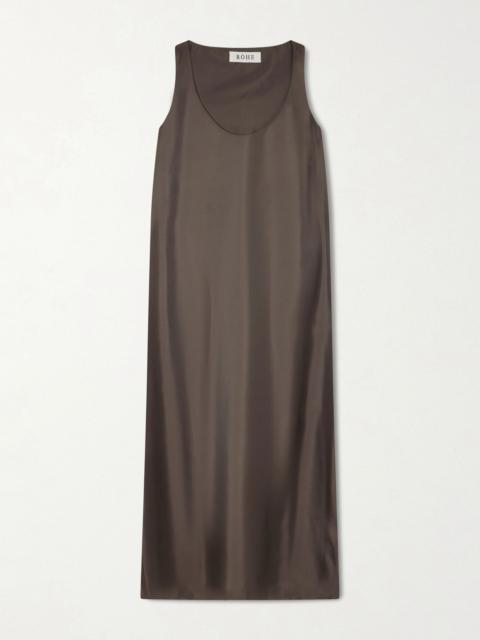 Silk-satin midi dress Brown