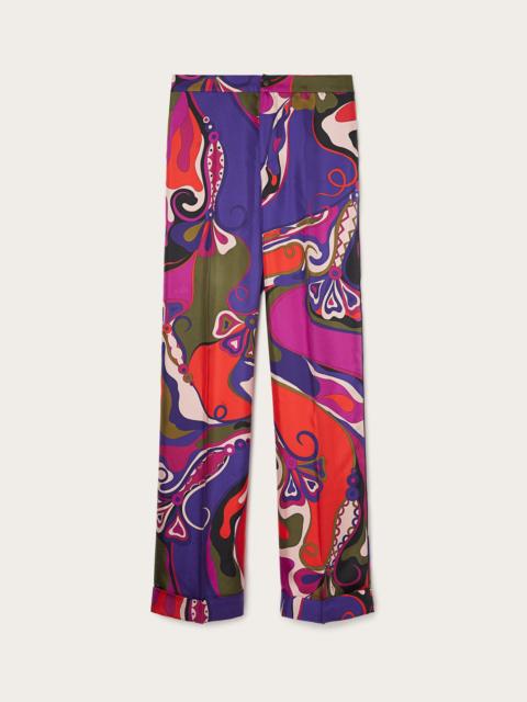 ORCHIDEE PRINT SILK PAJAMA TROUSERS